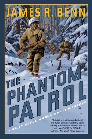 cover of Phantom Patrol, book, snow covered forest with WWII soldier