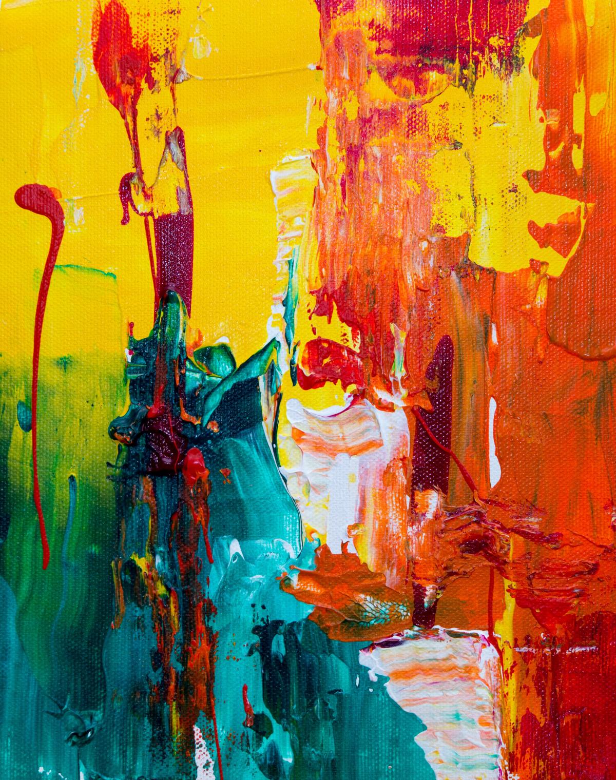 abstract painting with thick brushstrokes of bright color